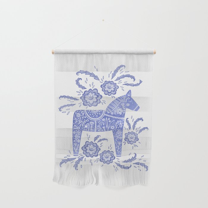 Swedish Dala Horse Blue Wall Hanging Gallery Image 1