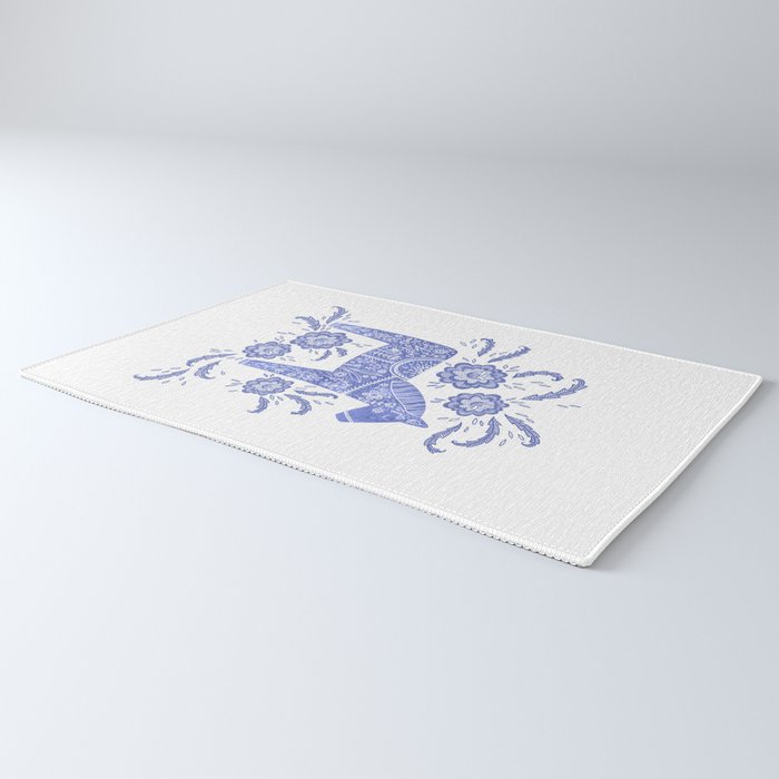 Swedish Dala Horse Blue Rug Gallery Image 3