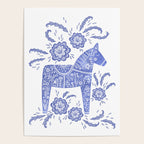 Swedish Dala Horse Blue Poster Gallery Image 4