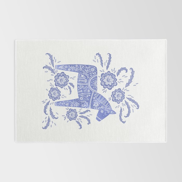 Swedish Dala Horse Blue Rug Gallery Image 2