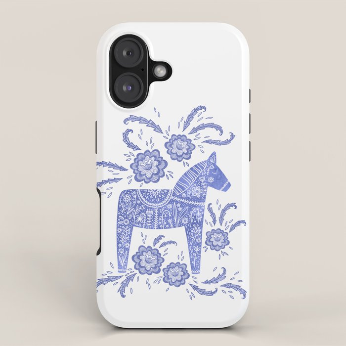 Swedish Dala Horse Blue iPhone Case Gallery Image 1
