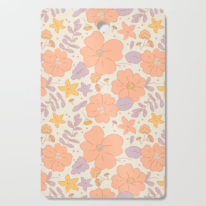 Vintage hand drawn flower art pattern Cutting Board Gallery Image 1