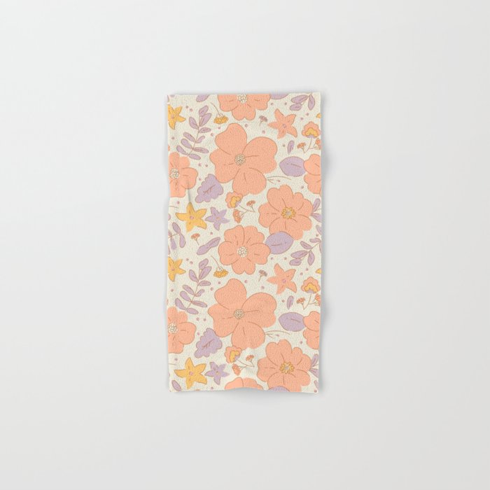 Vintage hand drawn flower art pattern Bath Towel Gallery Image 1
