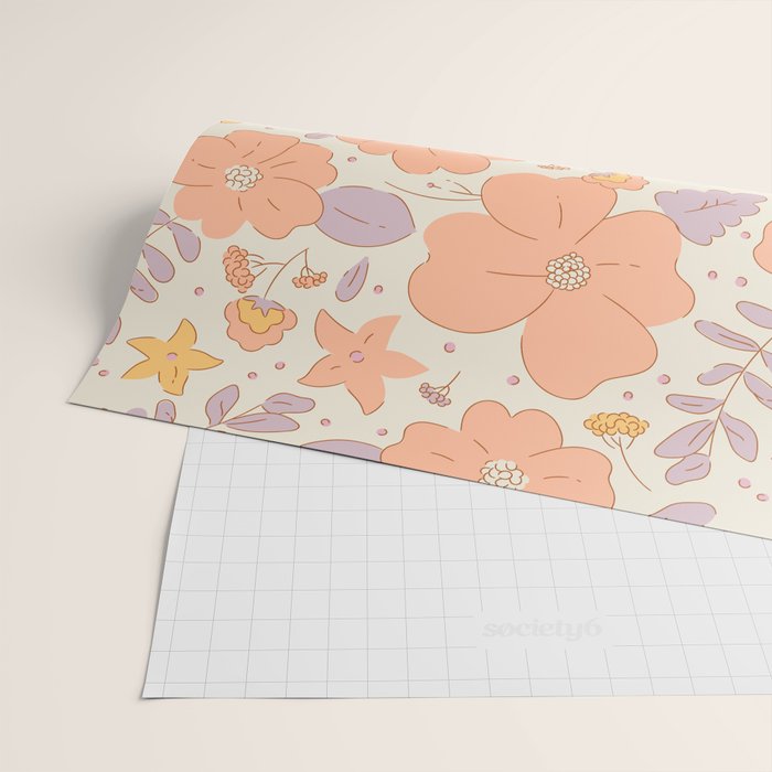 Vintage hand drawn flower art pattern Wrapping Paper Gallery Image 2