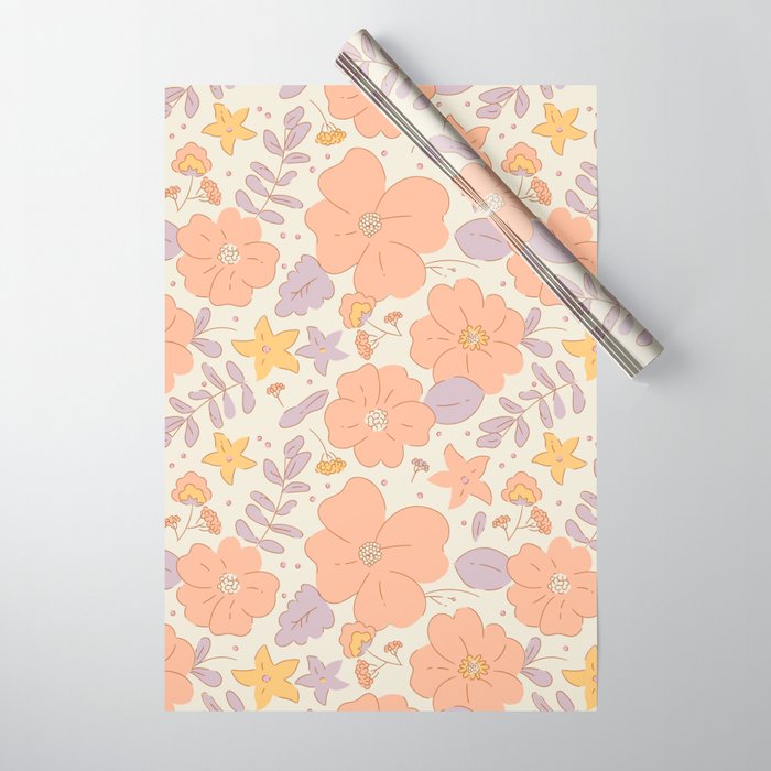 Vintage hand drawn flower art pattern Wrapping Paper Gallery Image 1
