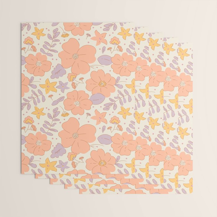 Vintage hand drawn flower art pattern Wrapping Paper Gallery Image 3