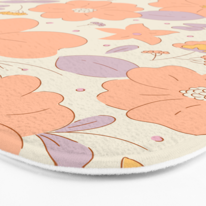 Vintage hand drawn flower art pattern Bath Mat Gallery Image 3