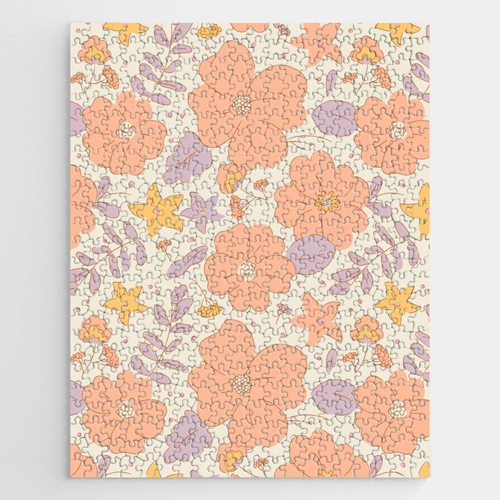 Vintage hand drawn flower art pattern Jigsaw Puzzle Gallery Image 1