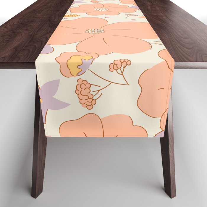 Vintage hand drawn flower art pattern Table Runner Gallery Image 1