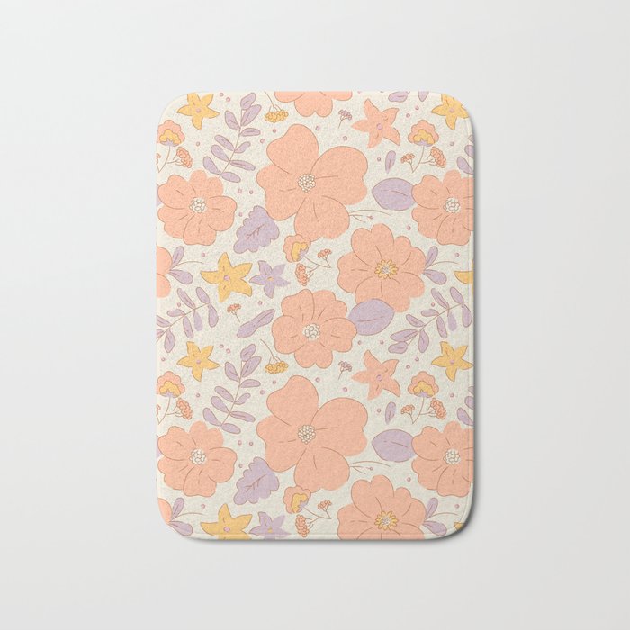 Vintage hand drawn flower art pattern Bath Mat Gallery Image 1