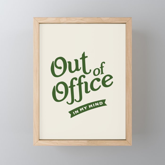 Out of Office - Retro Typography in Green Mini Art Print Gallery Image 1