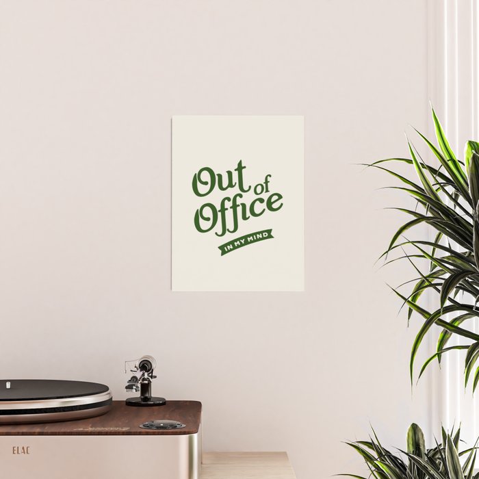 Out of Office - Retro Typography in Green Poster Gallery Image 2