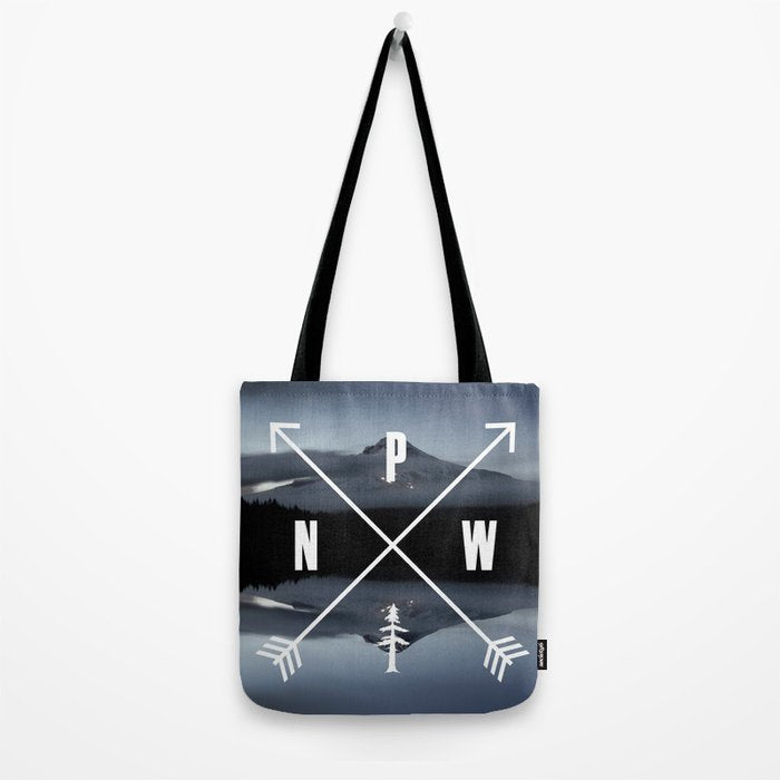 PNW Pacific Northwest Compass - Mt Hood Adventure Tote Bag Gallery Image 2