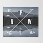 PNW Pacific Northwest Compass - Mt Hood Adventure Throw Blanket Gallery Image 2