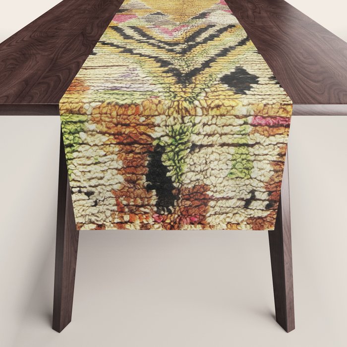 Vintage Moroccan Abstract Geometric Rug Print Table Runner Gallery Image 1