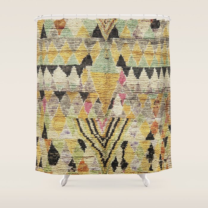 Vintage Moroccan Abstract Geometric Rug Print Shower Curtain Gallery Image 1