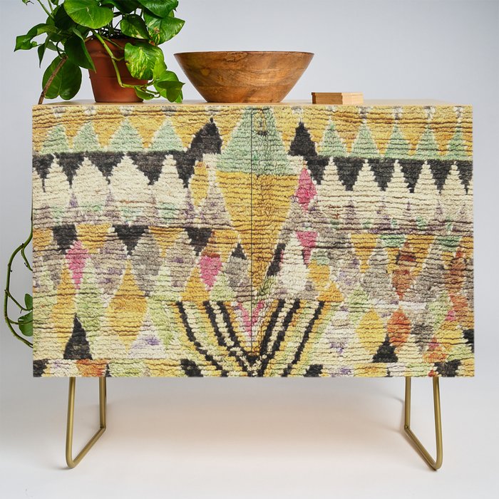 Vintage Moroccan Abstract Geometric Rug Print Credenza Gallery Image 1