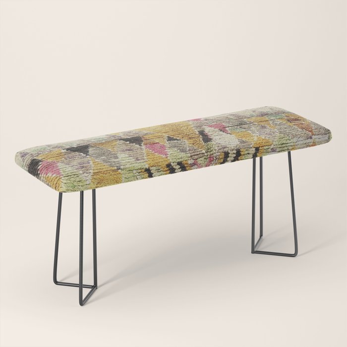 Vintage Moroccan Abstract Geometric Rug Print Bench Gallery Image 1