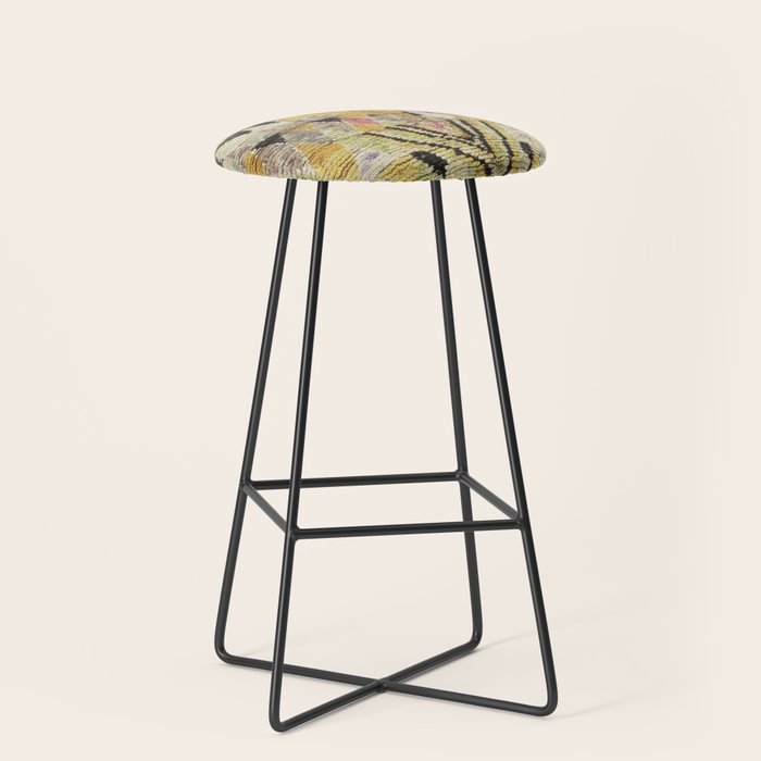 Vintage Moroccan Abstract Geometric Rug Print Stool Gallery Image 1