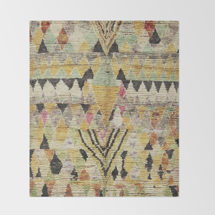 Vintage Moroccan Abstract Geometric Rug Print Throw Blanket Gallery Image 2