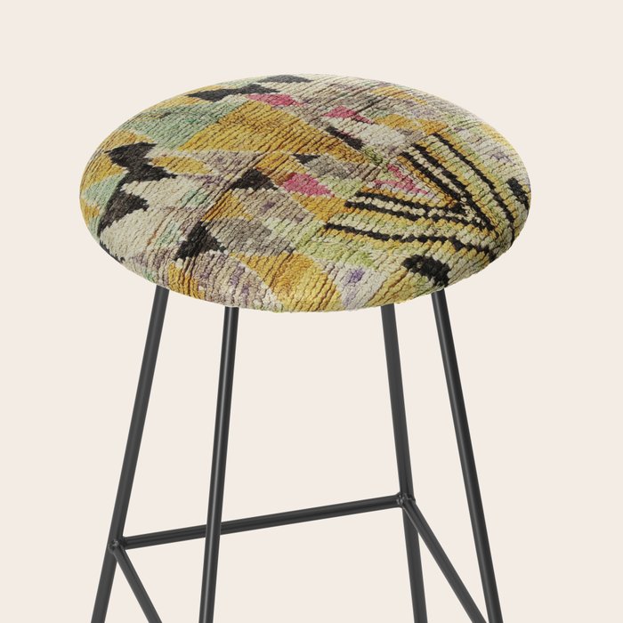 Vintage Moroccan Abstract Geometric Rug Print Stool Gallery Image 2