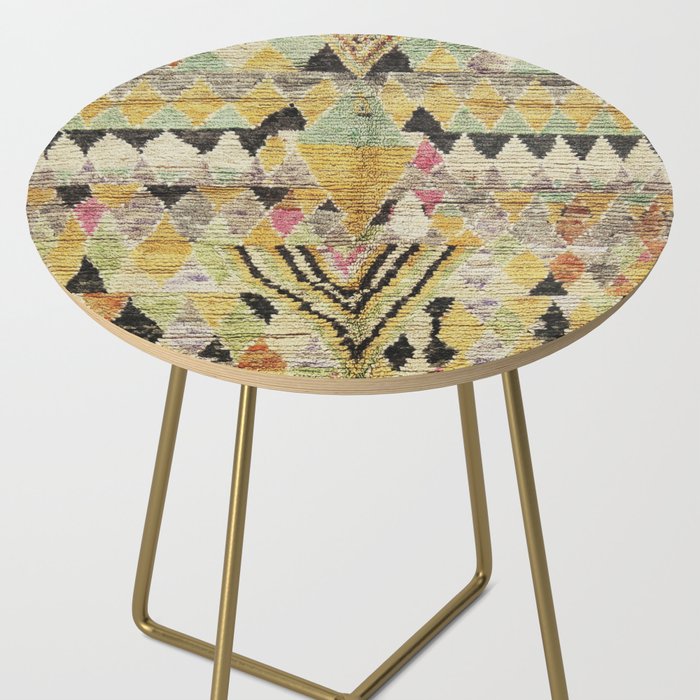 Vintage Moroccan Abstract Geometric Rug Print Side Table Gallery Image 2