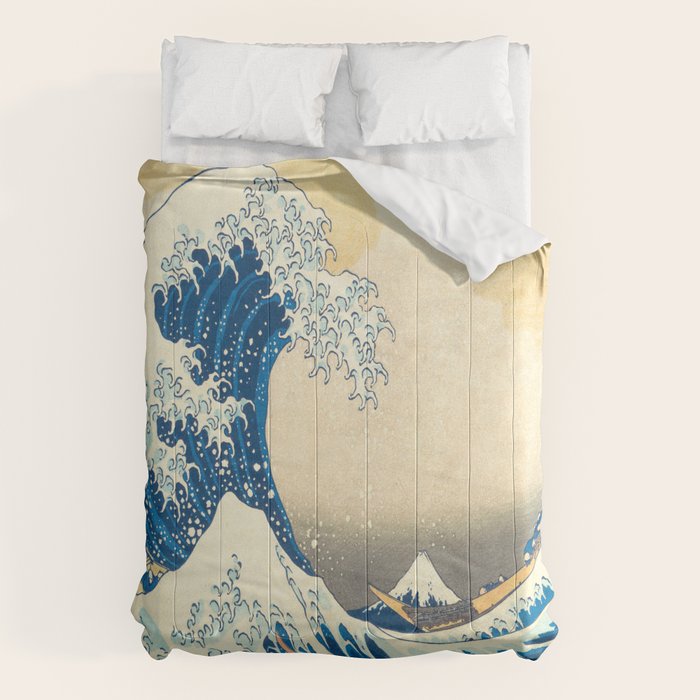 Japanese Woodblock Print The Great Wave of Kanagawa by Katsushika Hokusai Comforter Gallery Image 6