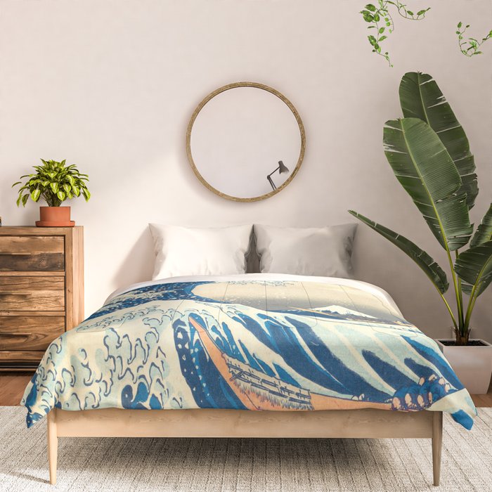 Japanese Woodblock Print The Great Wave of Kanagawa by Katsushika Hokusai Comforter Gallery Image 3