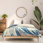 Japanese Woodblock Print The Great Wave of Kanagawa by Katsushika Hokusai Comforter Gallery Image 3