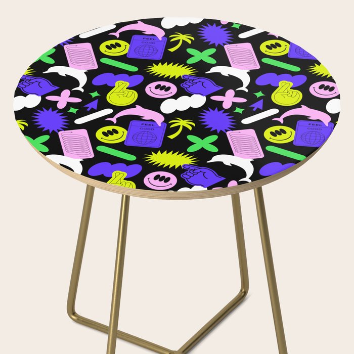 Trendy y2k sticker art pattern Side Table Gallery Image 2