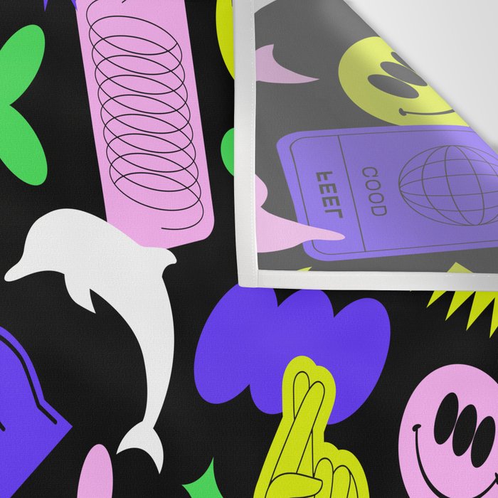 Trendy y2k sticker art pattern Wall Tapestry Gallery Image 3