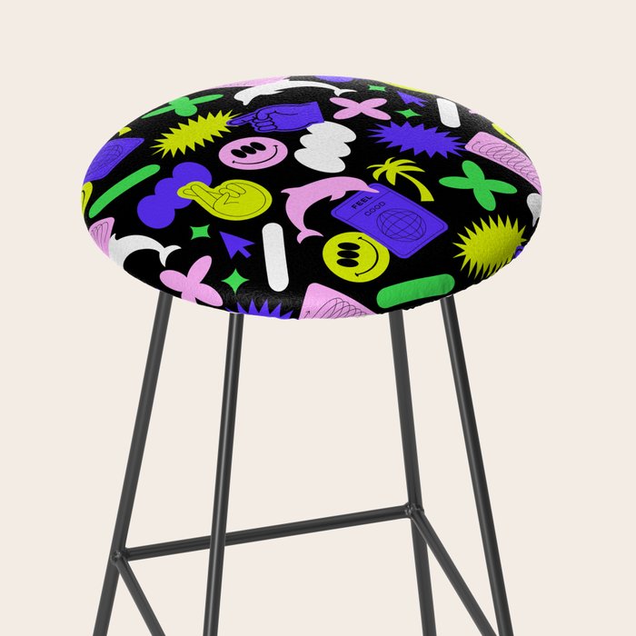 Trendy y2k sticker art pattern Stool Gallery Image 2