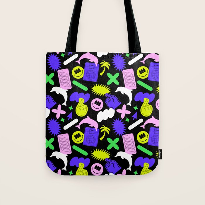 Trendy y2k sticker art pattern Tote Bag Gallery Image 1