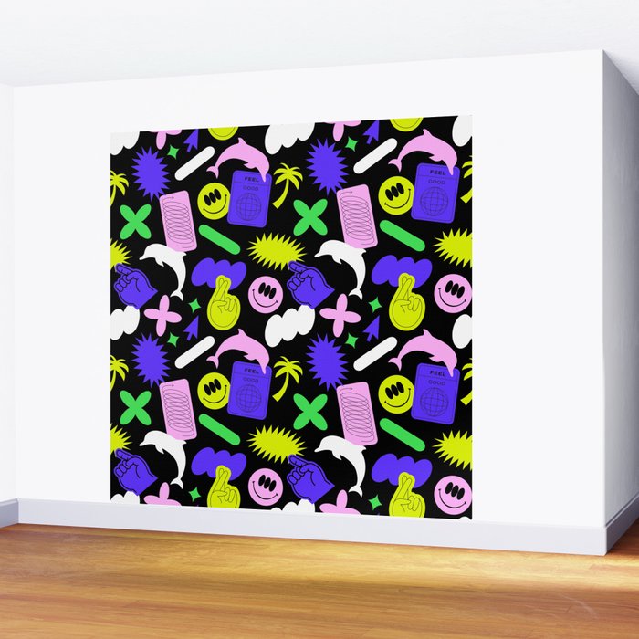 Trendy y2k sticker art pattern Wall Mural Gallery Image 2