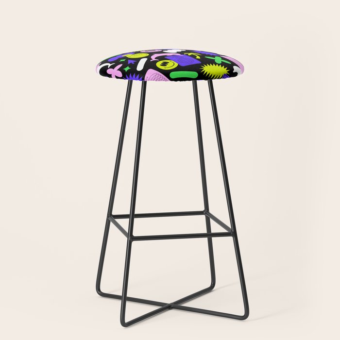 Trendy y2k sticker art pattern Stool Gallery Image 1