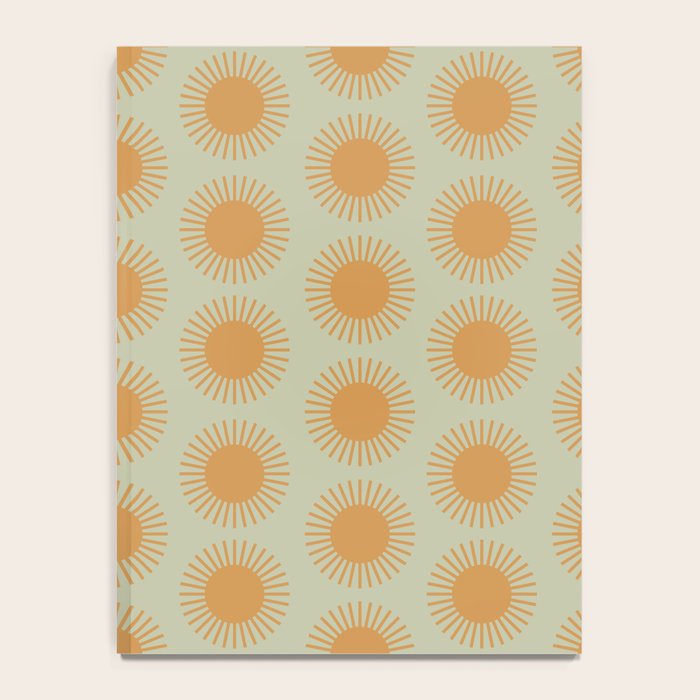 Boho Summer Sun Pattern VIII Sage and Orange Notebook Gallery Image 4