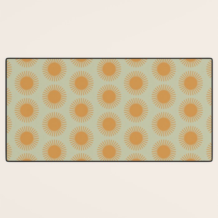 Boho Summer Sun Pattern VIII Sage and Orange Desk Mat Gallery Image 3
