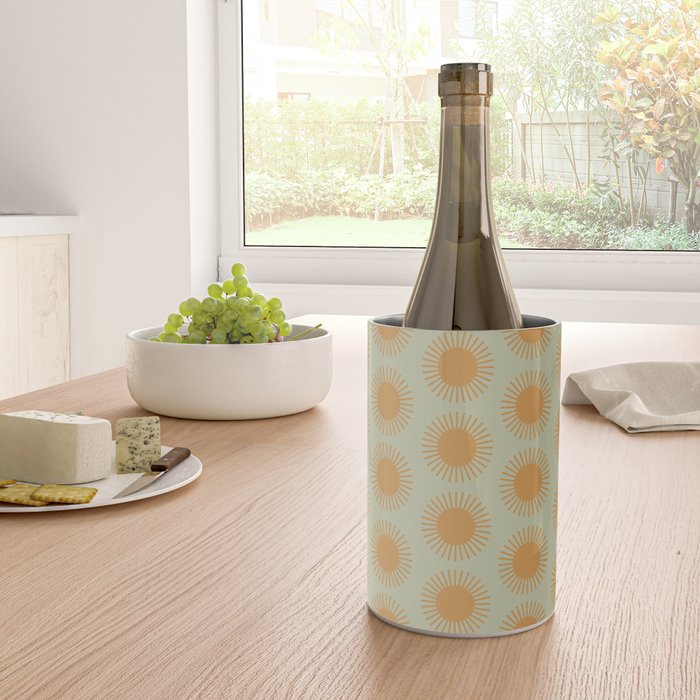 Boho Summer Sun Pattern VIII Sage and Orange Wine Chiller Gallery Image 4