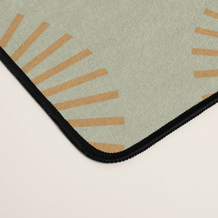 Boho Summer Sun Pattern VIII Sage and Orange Desk Mat Gallery Image 4