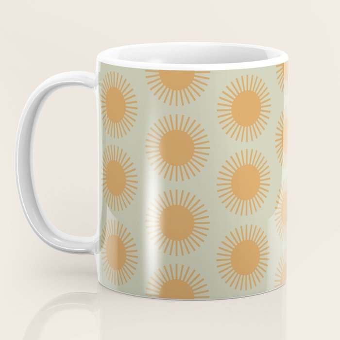 Boho Summer Sun Pattern VIII Sage and Orange Coffee Mug Gallery Image 3