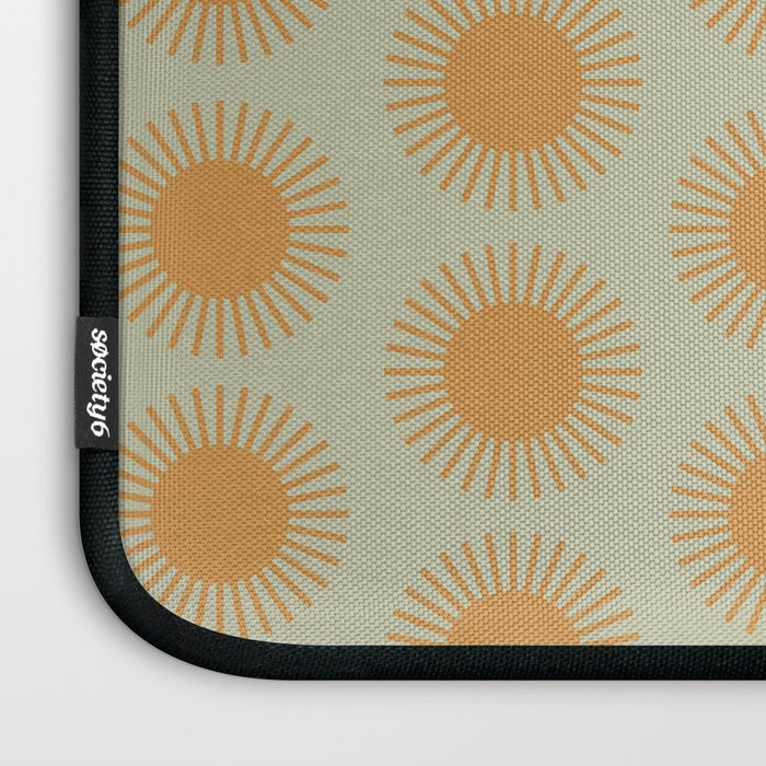 Boho Summer Sun Pattern VIII Sage and Orange Laptop Sleeve Gallery Image 3