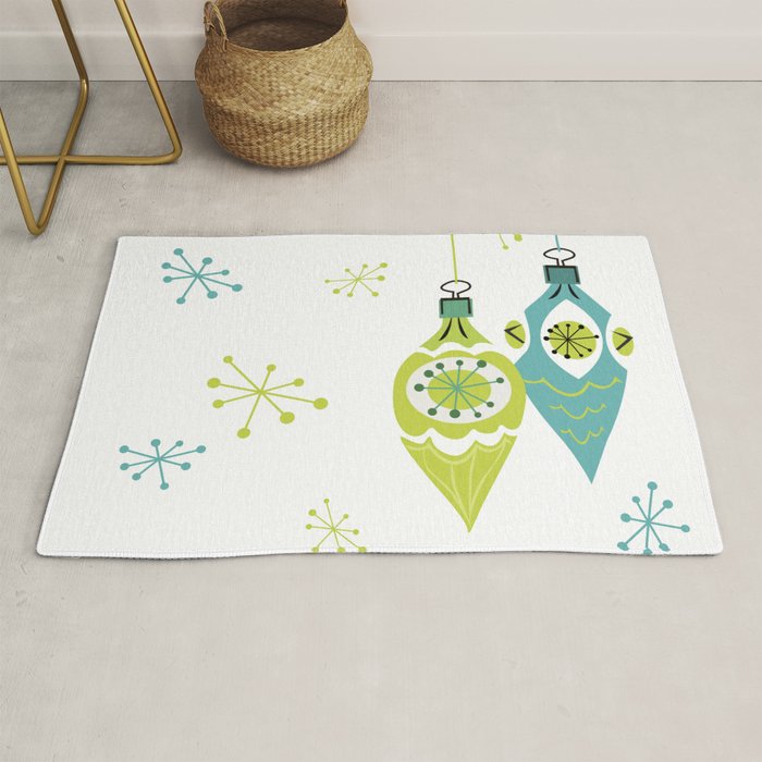 Mid Century Modern Christmas Ornaments Rug Gallery Image 1