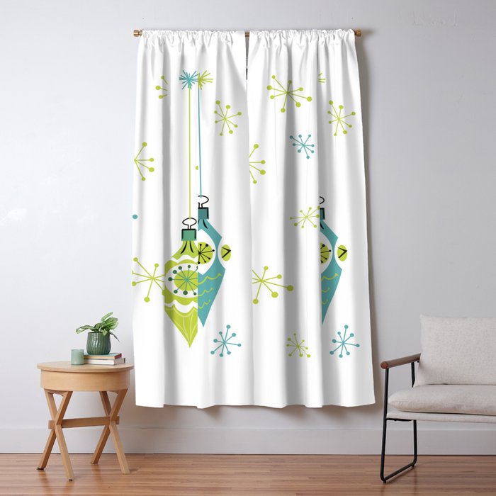 Mid Century Modern Christmas Ornaments Window Curtain Gallery Image 1