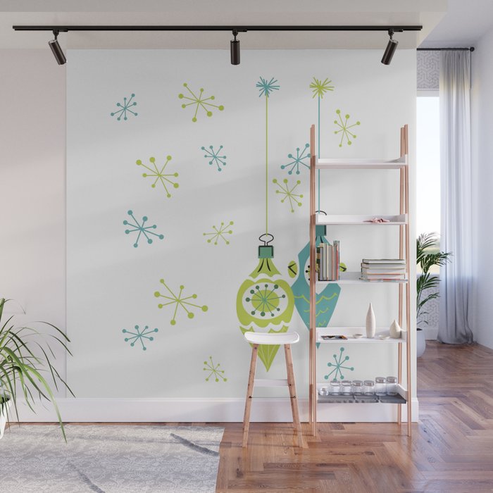 Mid Century Modern Christmas Ornaments Wall Mural Gallery Image 1