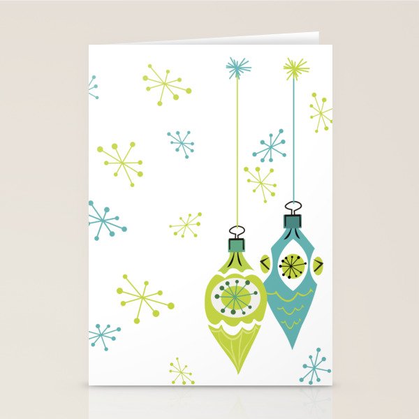 Mid Century Modern Christmas Ornaments Stationery Card Gallery Image 2
