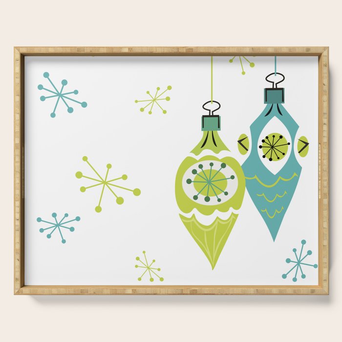Mid Century Modern Christmas Ornaments Serving Tray Gallery Image 1