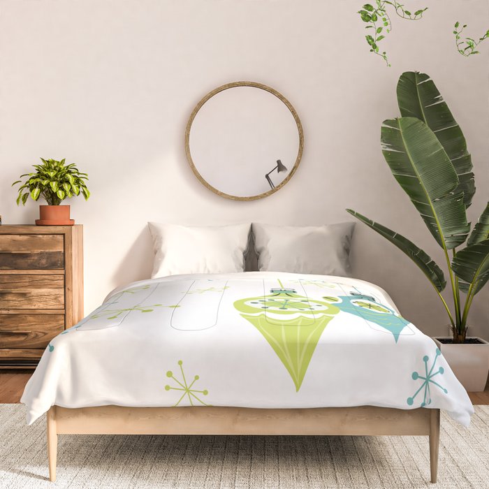 Mid Century Modern Christmas Ornaments Comforter Gallery Image 3