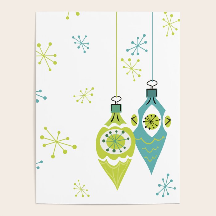 Mid Century Modern Christmas Ornaments Poster Gallery Image 4