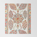 Bokhara Suzani Southwest Uzbekistan Embroidery Print Throw Blanket Gallery Image 2