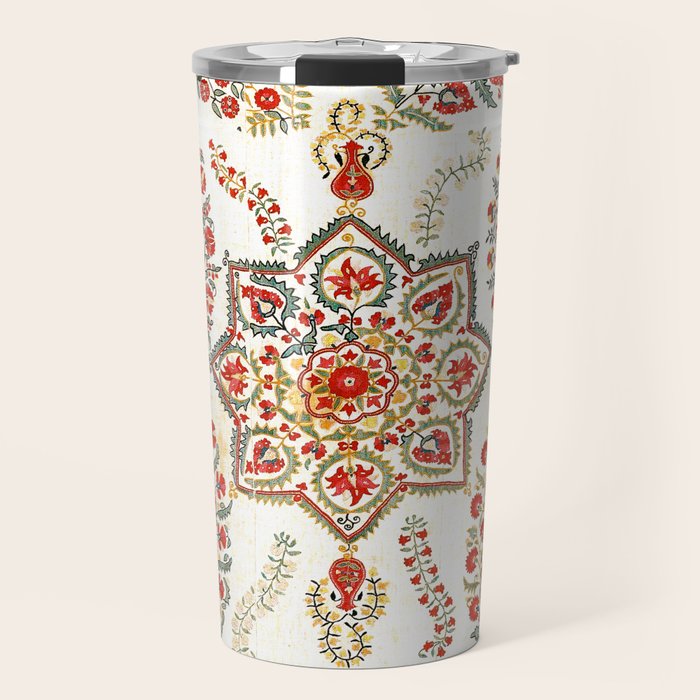 Bokhara Suzani Southwest Uzbekistan Embroidery Print Travel Mug Gallery Image 1